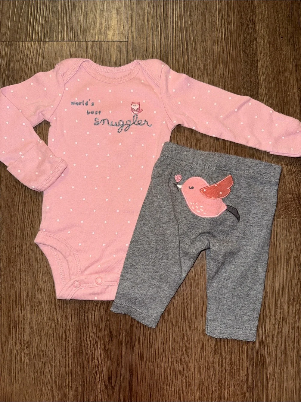 Baby Girl Pink And Gray Carter’s Set